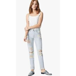 Joe's Jeans The Debbie High Rise Straight Ankle Jeans in Elkie Light Distressed